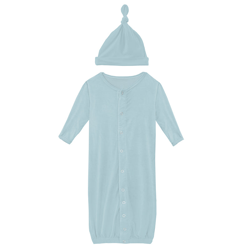 spring sky layette gown converter & knot hat set