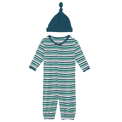 stormy sea stripe convertible sleepgown with hat