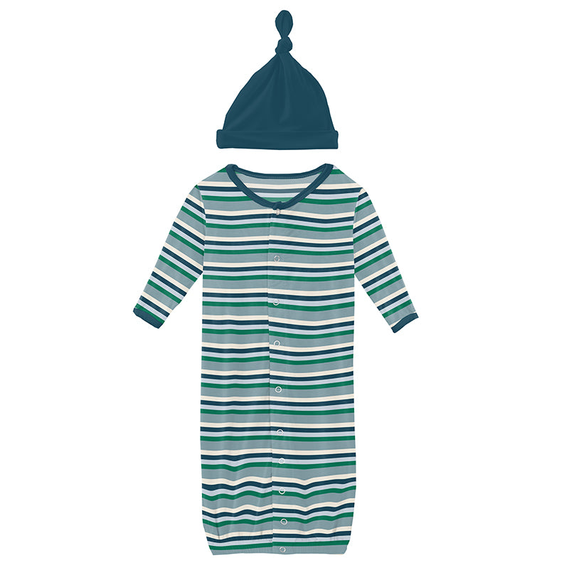 stormy sea stripe convertible sleepgown with hat