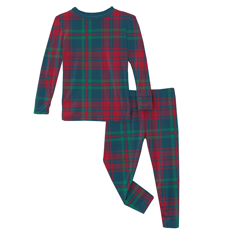 peacock plaid ls pajama set