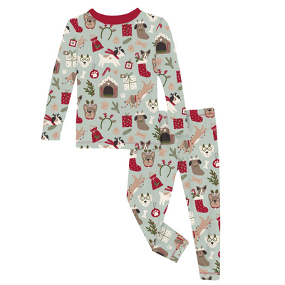 aloe christmas dogs print long sleeve pajama set
