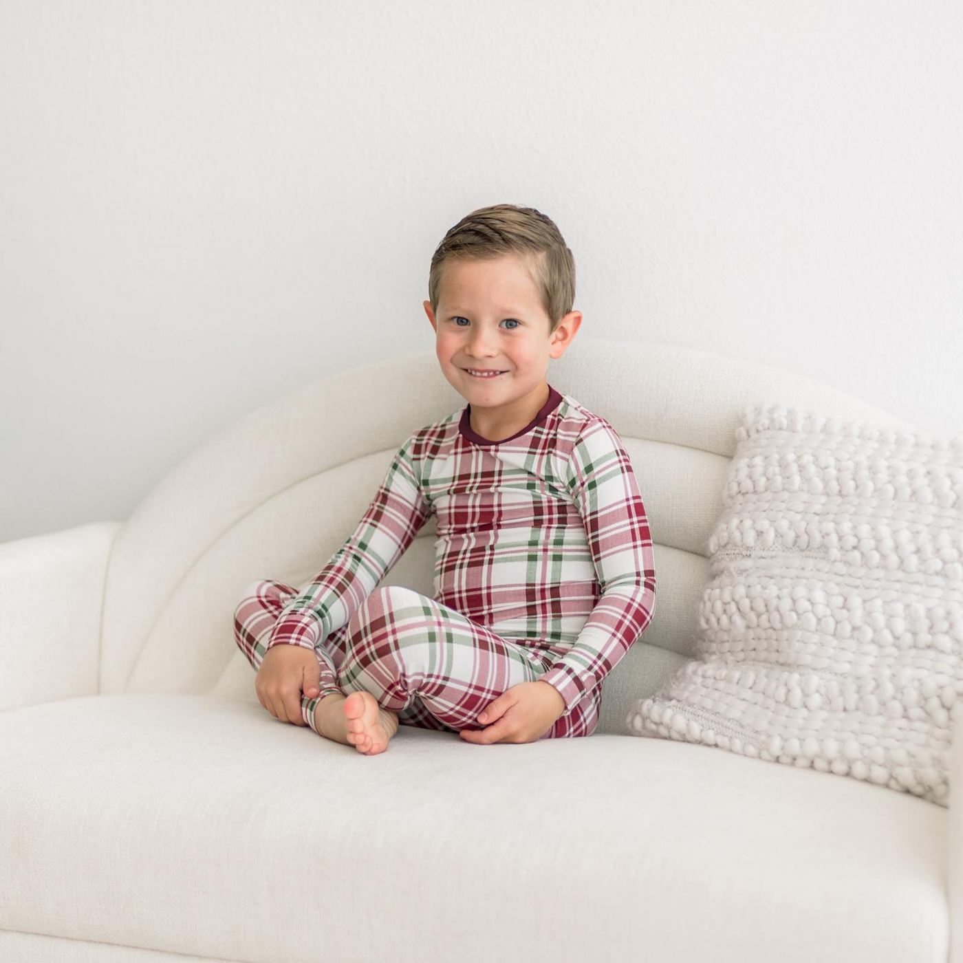 fireside plaid print long sleeve pajama set