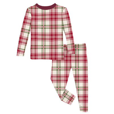 fireside plaid print long sleeve pajama set