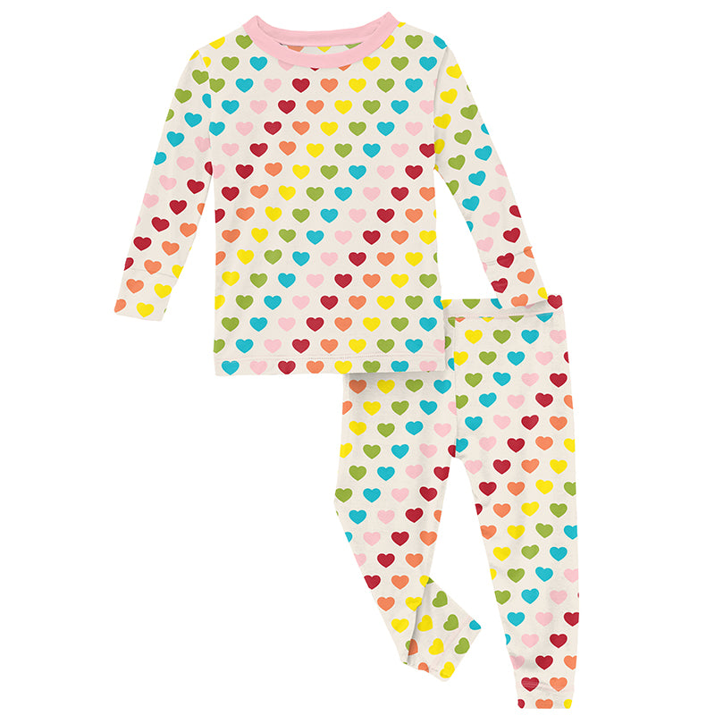 rainbow hearts ls pajama set