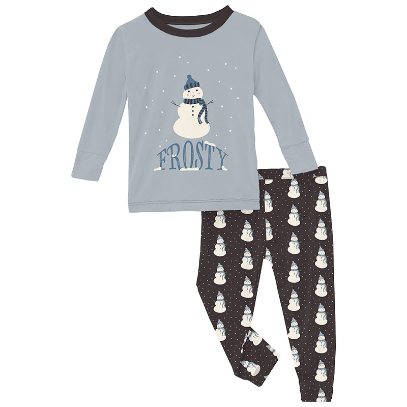 midnight snowman ls graphic pajama set