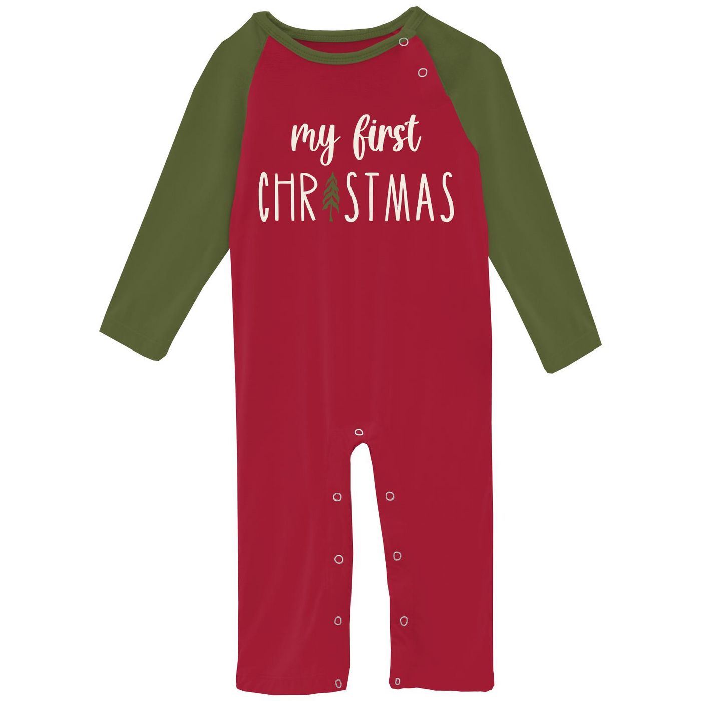 crimson My 1st Christmas long sleeve graphic raglan romper