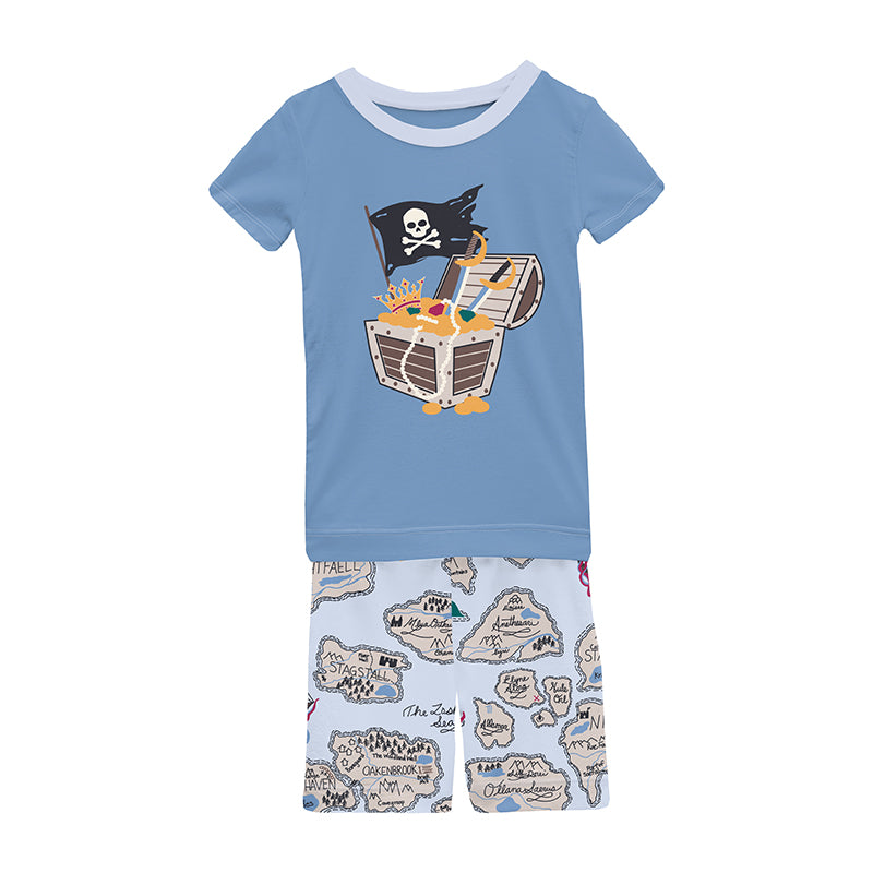 dew pirate map ss pajama set with shorts