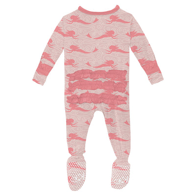 baby rose mermaids classic ruffle zipper footie