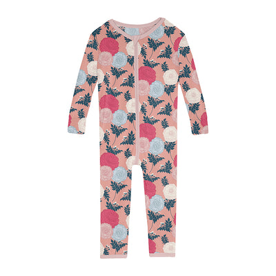 blush enchanted floral zipper convertible footie