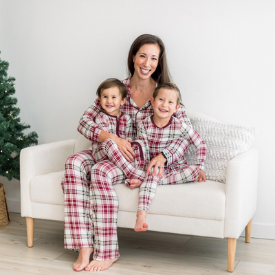 fireside plaid print long sleeve pajama set