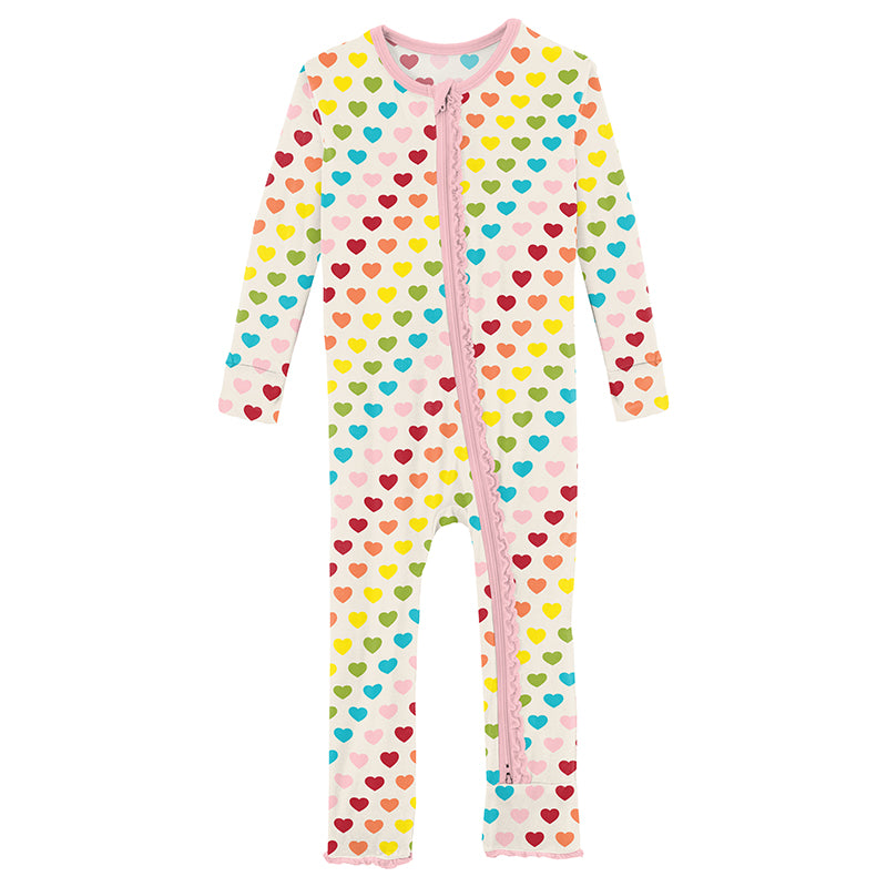 rainbow hearts muffin ruffle 2 way zipper coverall