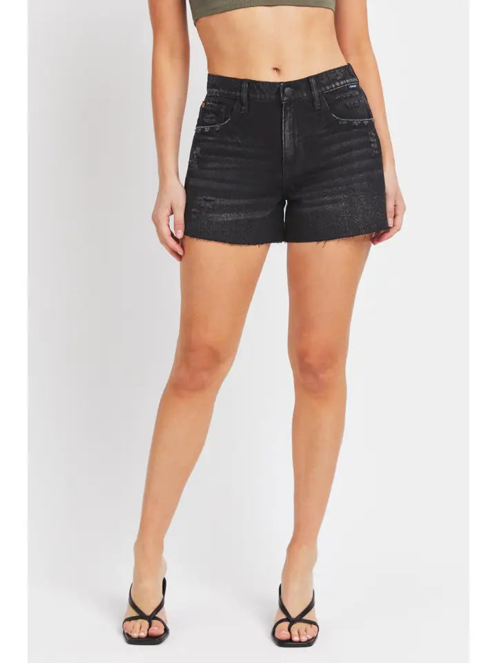 black high rise a-line short