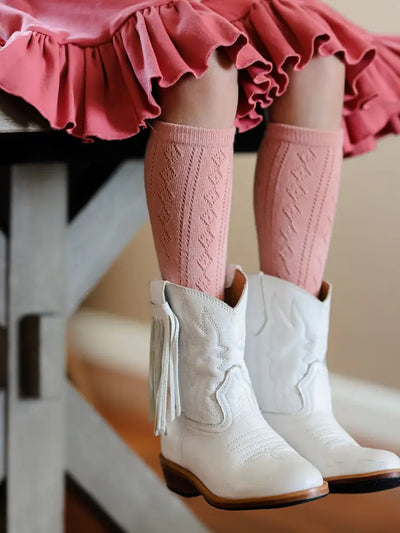 blush fancy knee high socks