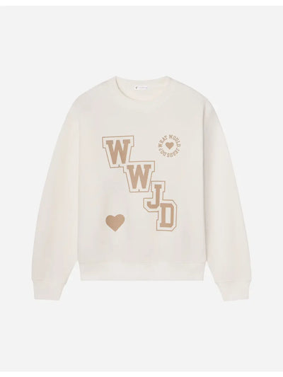 WWJD Varsity Crewneck - stock