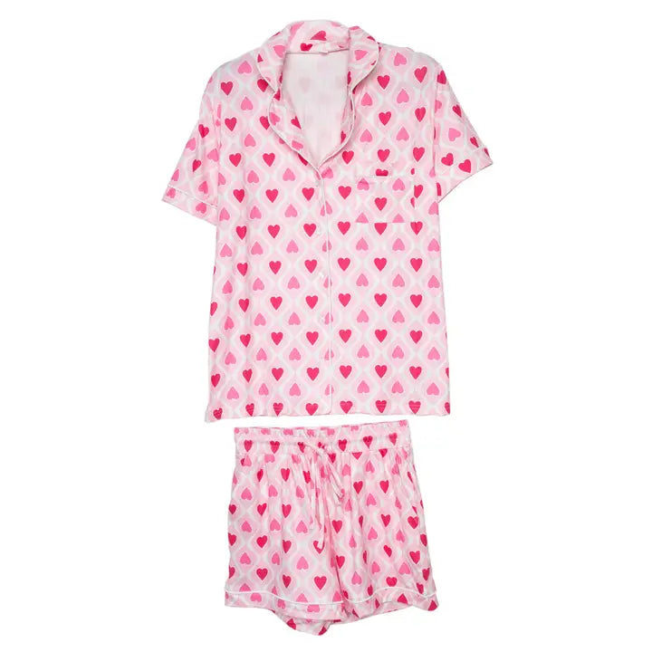 light and hot pink hearts valentines day pajamas