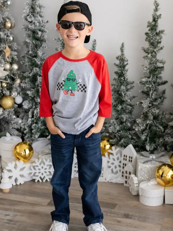 Christmas tree dude 3/4 sleeve shirt