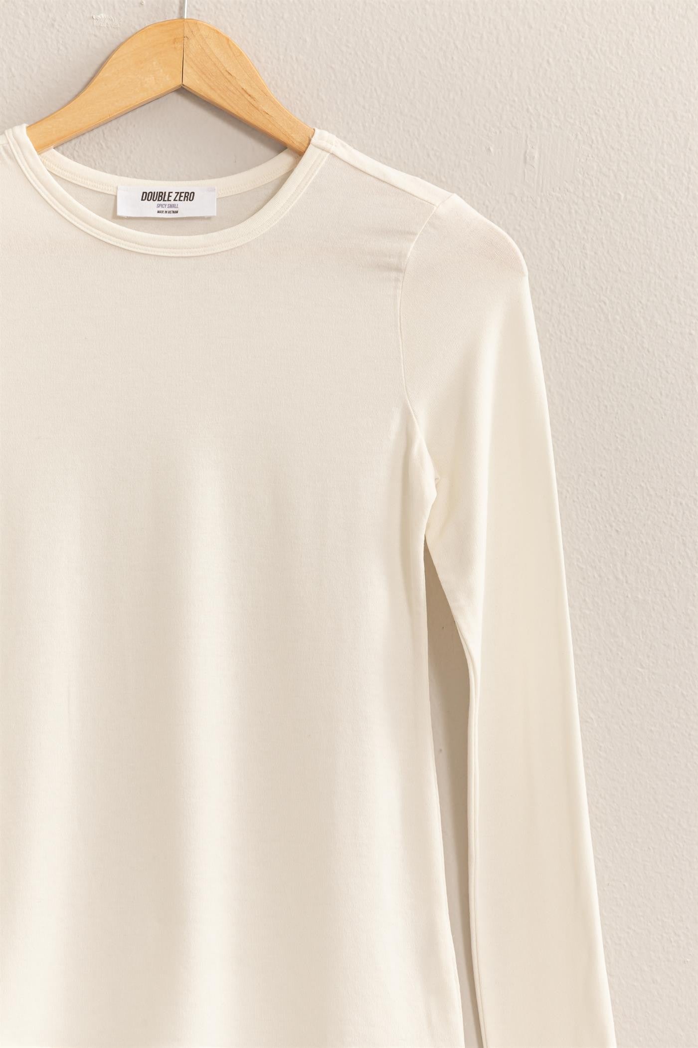 cream basic long sleeve crewneck top