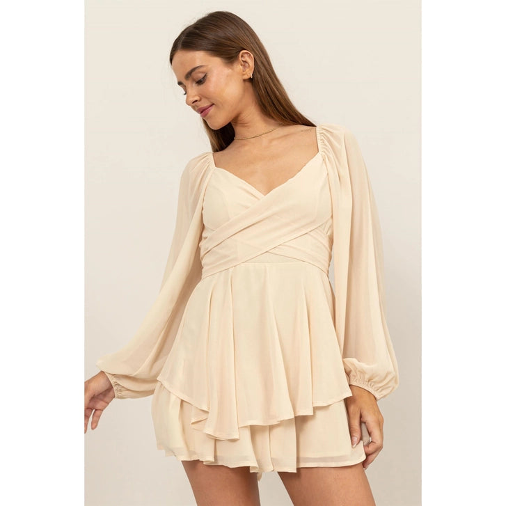 ivory ruffled mini dress