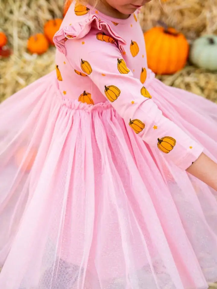 pumpkin blush long sleeve tutu dress