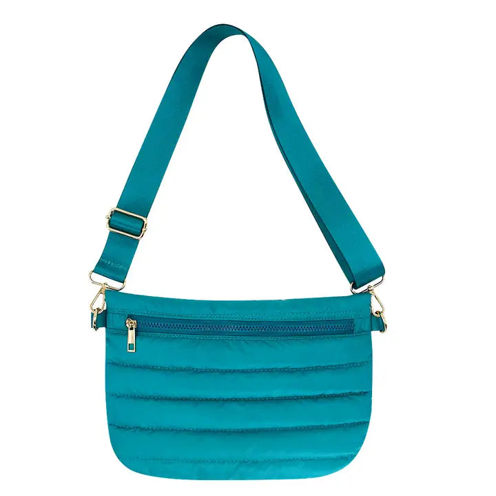 teal puffer crossbody bag