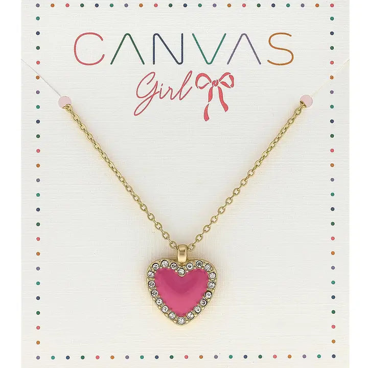 girls maggie pave heart necklace