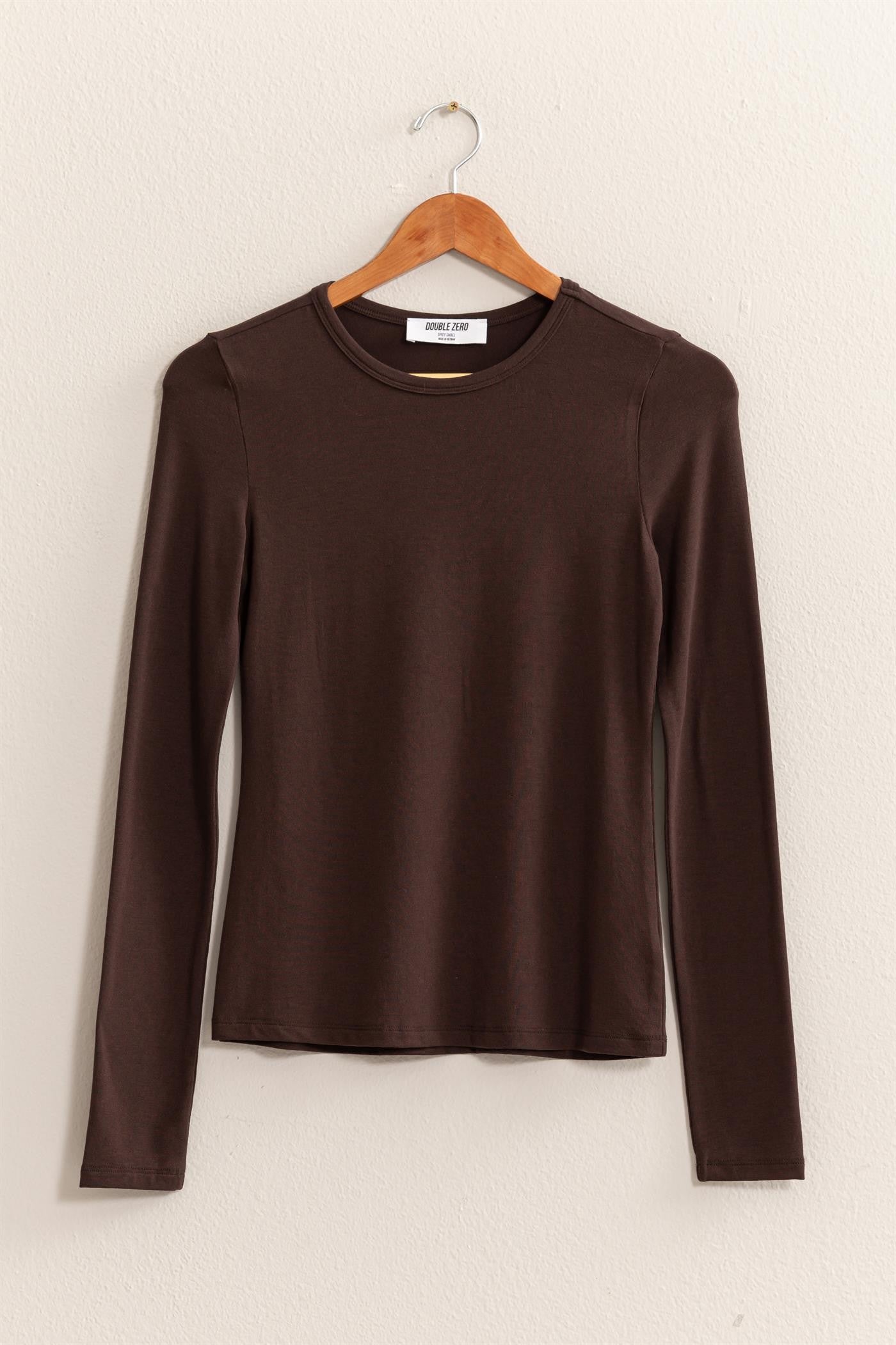 espresso basic long sleeve crewneck top