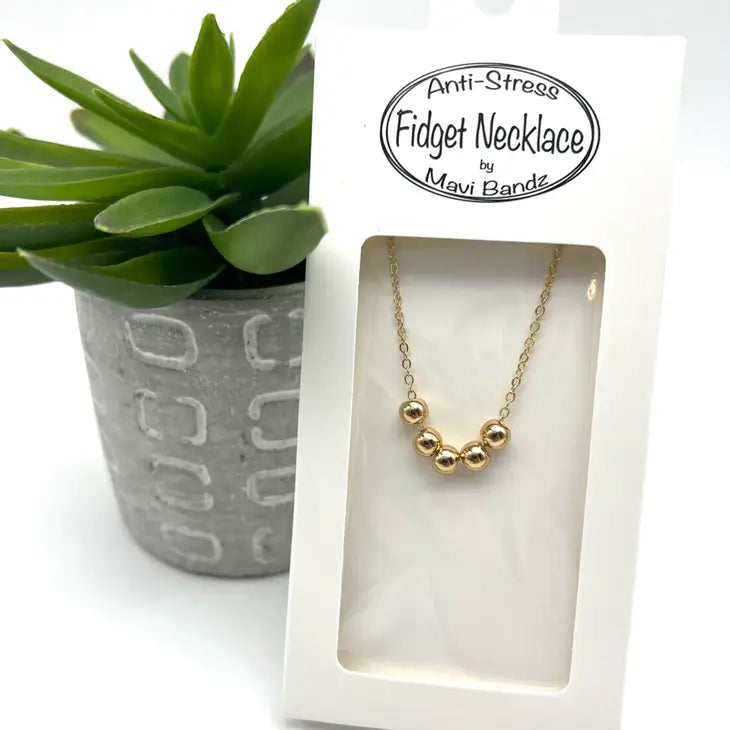 fidget anxiety gold ball necklace