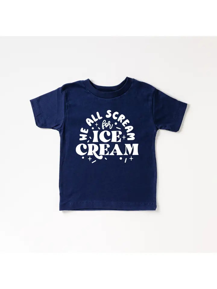 we all scream for ice cream navy tshirt