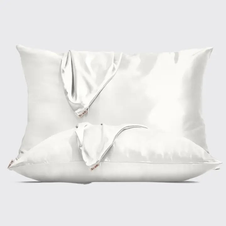 holiday satin pillowcases 2 pc set ivory