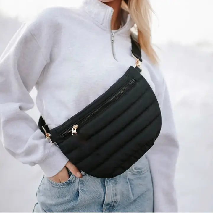 black puffer crossbody bag