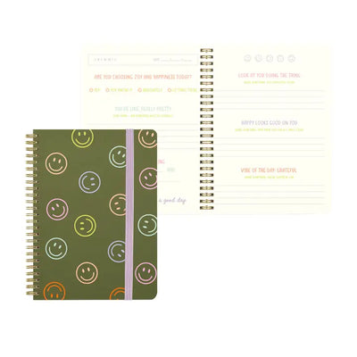 green happy face gratitude journal