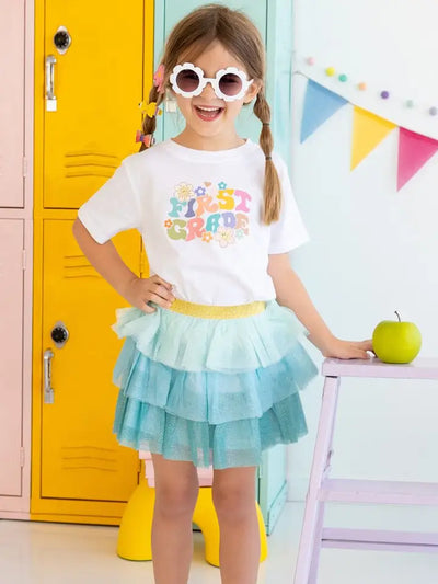 aqua petal tutu skirt