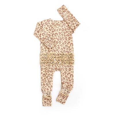 amari leopard ruffled zip