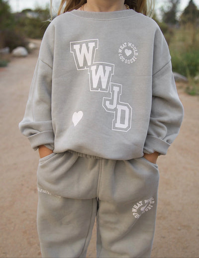 wwjd varsity kids crewneck