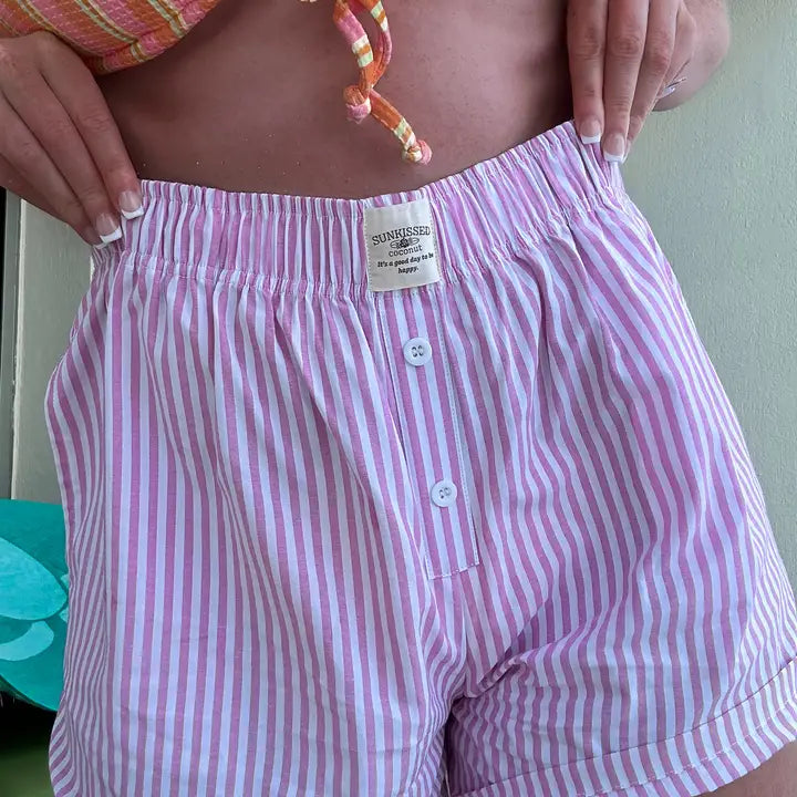 sunkissed coconut everyday boxer short - pink stripes