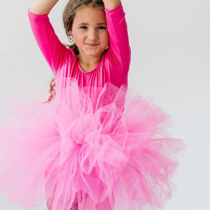 hot pink 3/4 tutu leotard