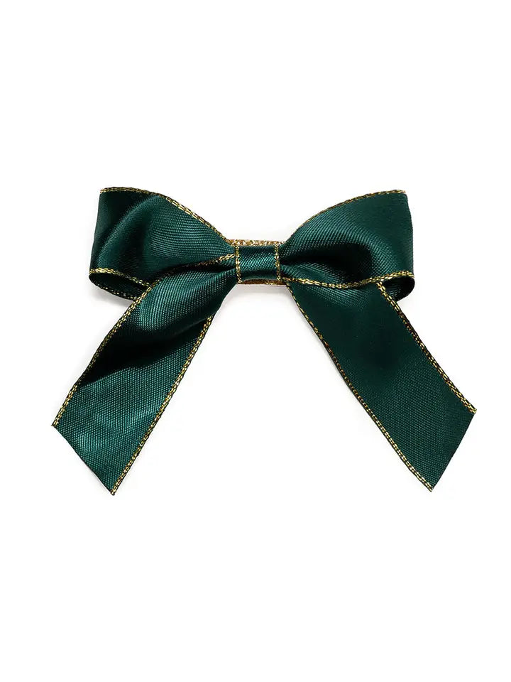 emerald coquette Christmas bow clip