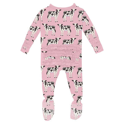 cake pop cows classic ruffle zipper footie