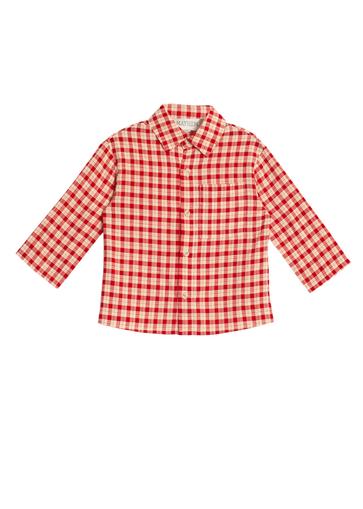 the brother's red plaid shirt