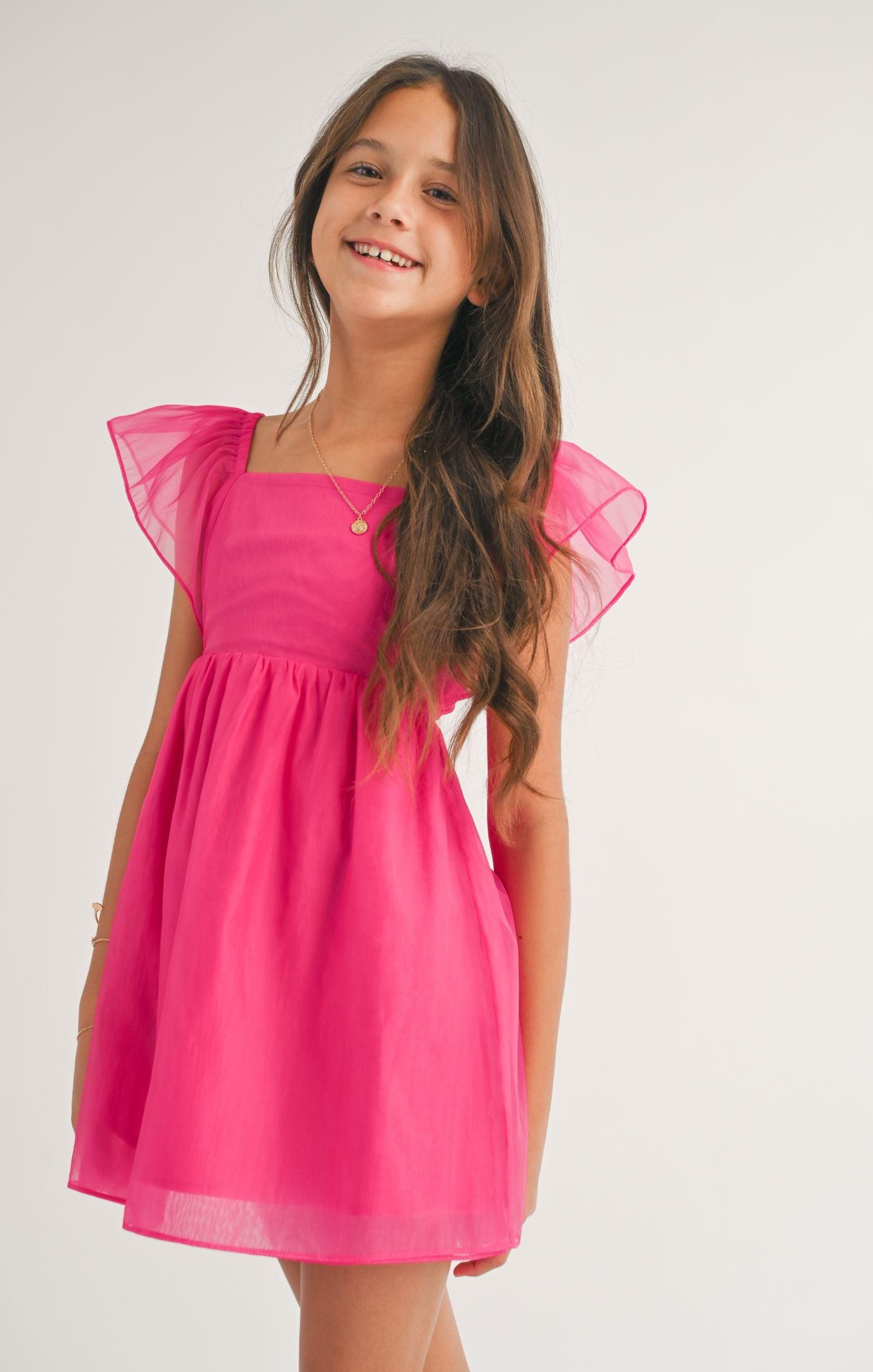 tween delphine ruffle sleeve mini dress