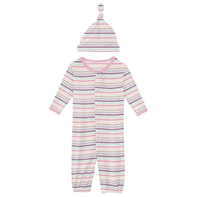 ice cream stripe layette gown converter & knot hat set