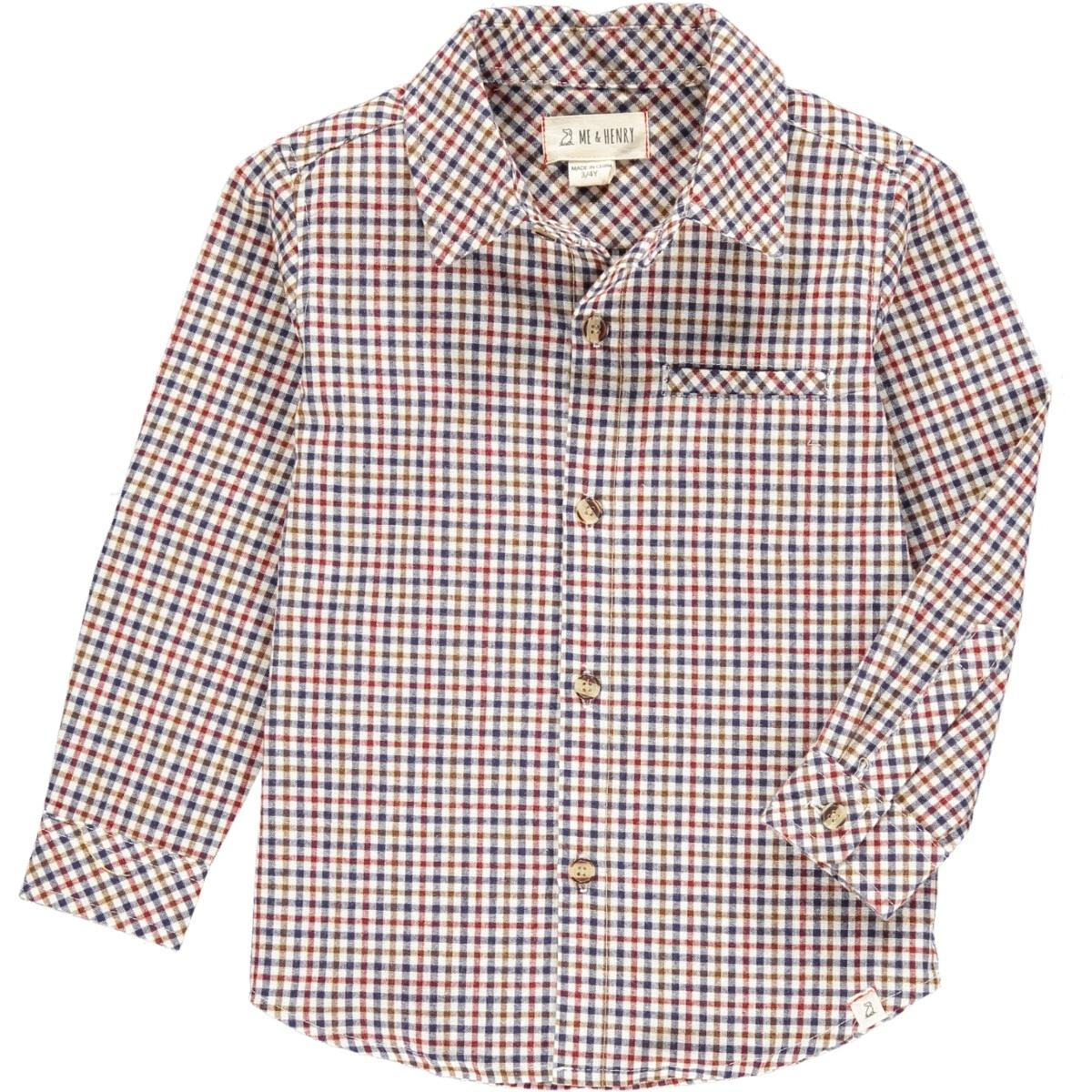 atwood navy/cream/wine plaid woven shirt