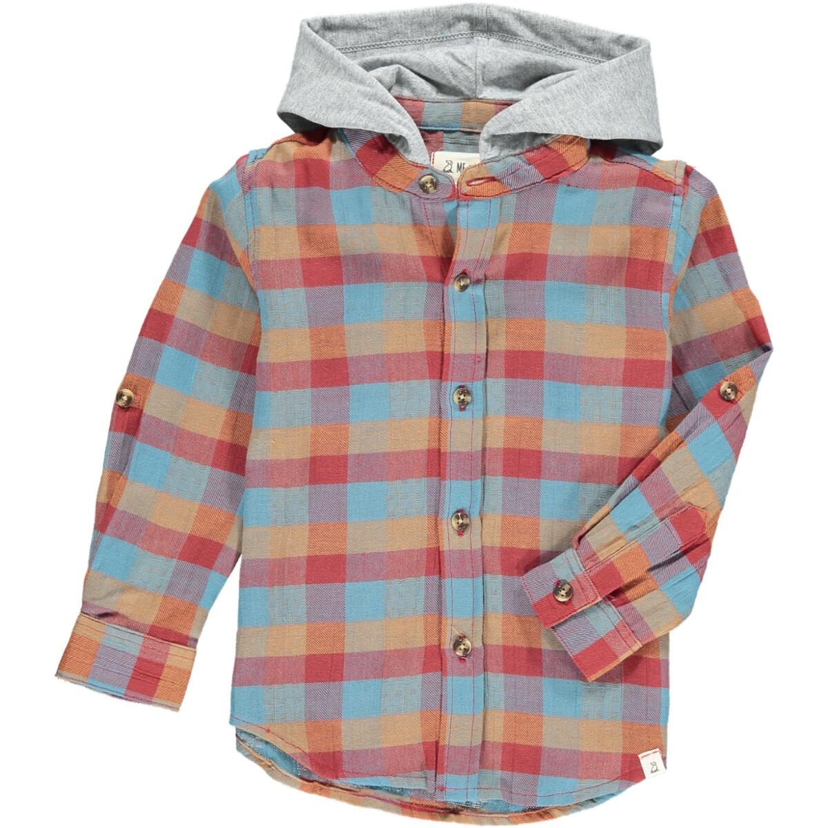 dyer hooded woven shirt red/rust/blue