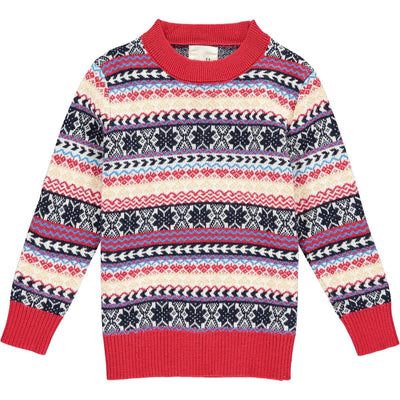 osolo red/blue fair isle sweater
