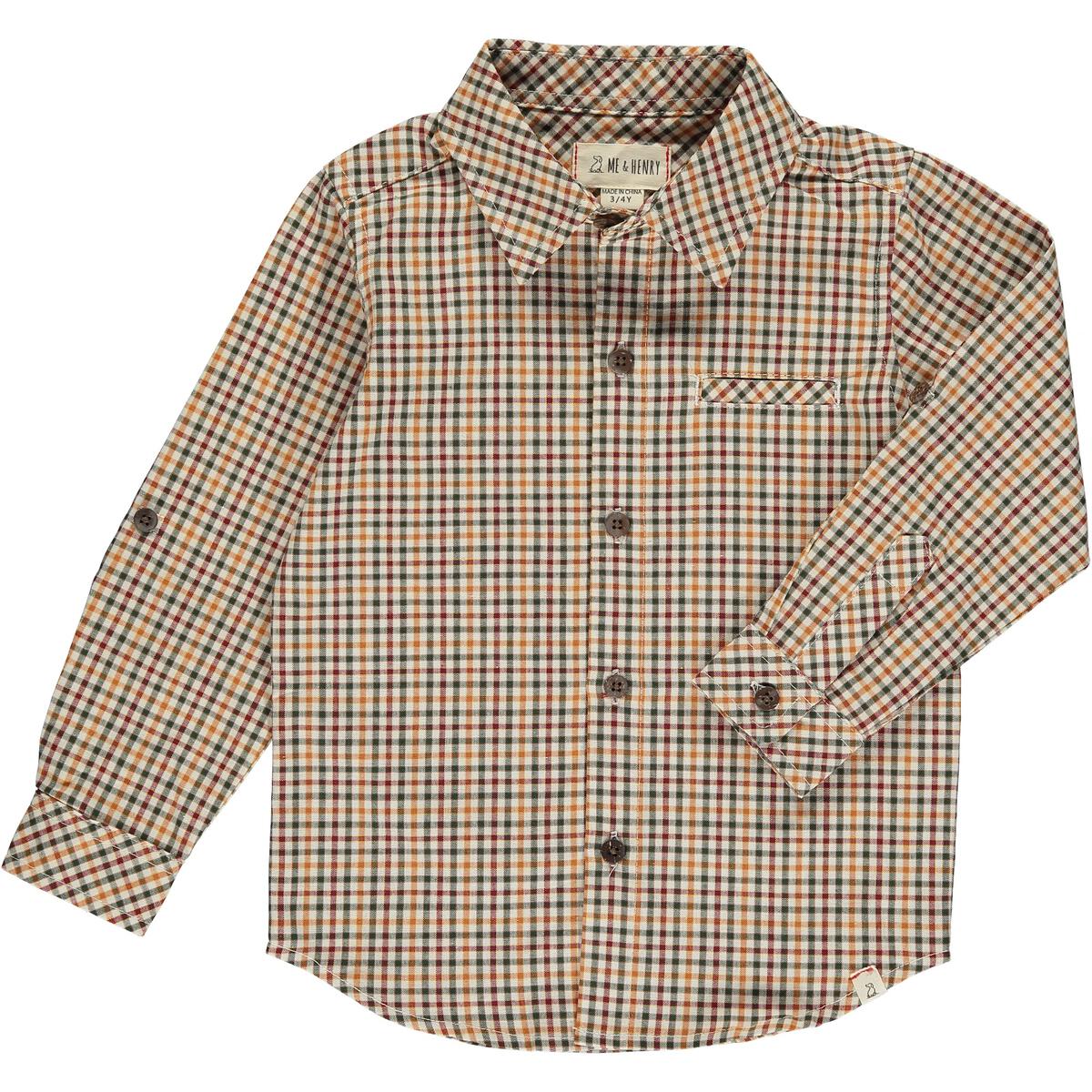 atwood navy/gold plaid woven shirt