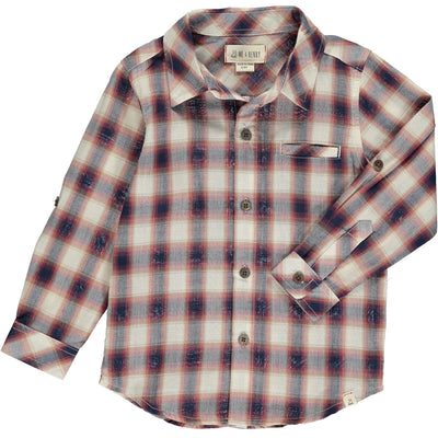 navy/red/cream atwood plaid woven shirt