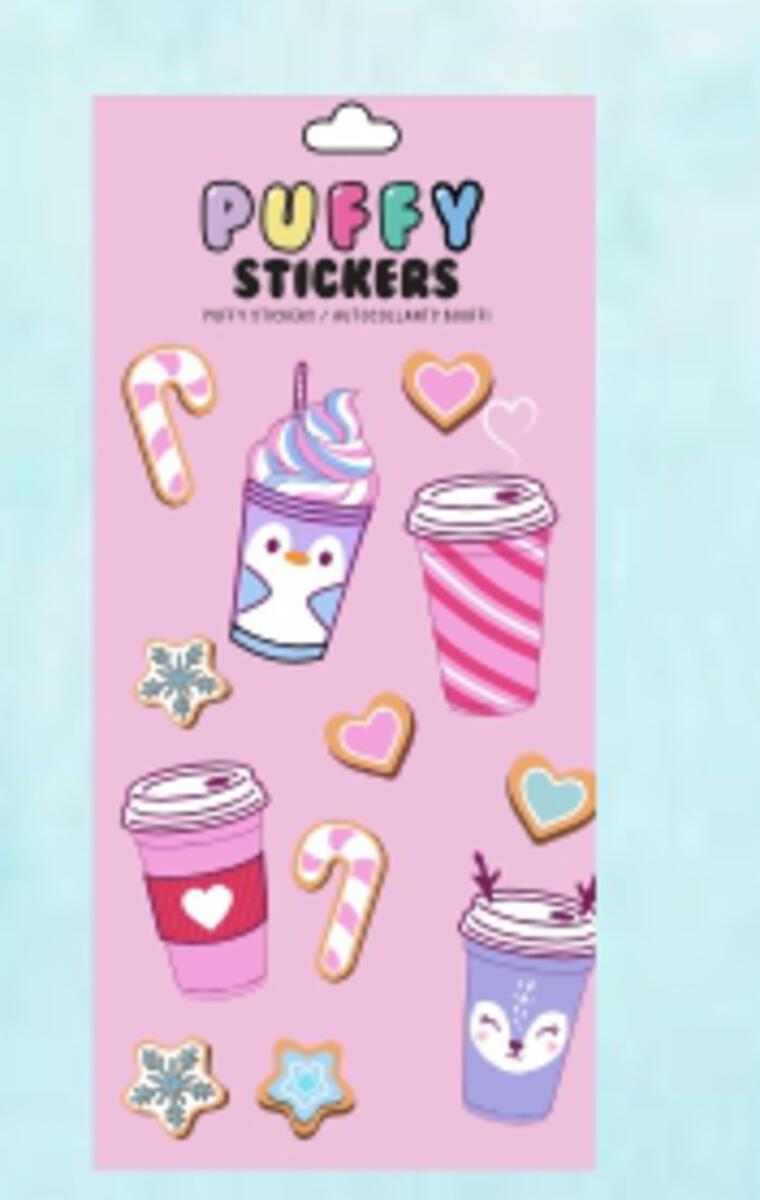 winter lattes puffy stickers