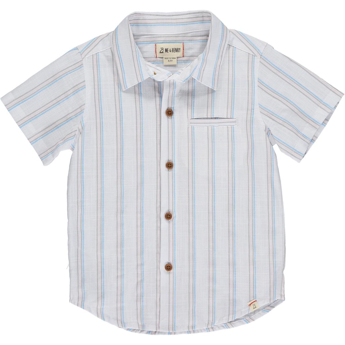 blue/pink/grey gauze stripe newport shirt