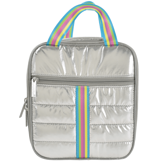 SILVER RAINBOW PUFFER LUNCH TOTE