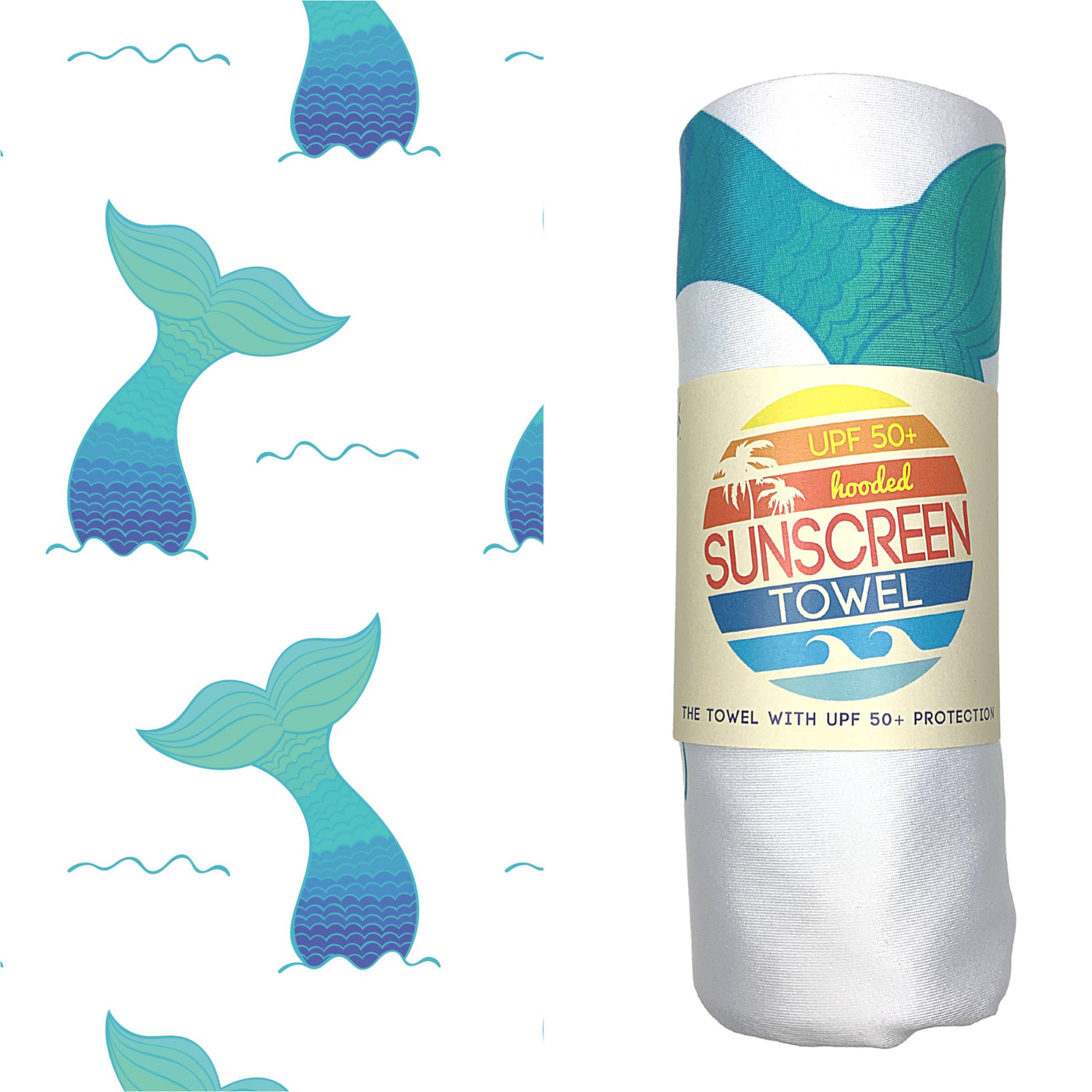 Hooded UPF 50+ Sunscreen Towel (Mermaid Tail)